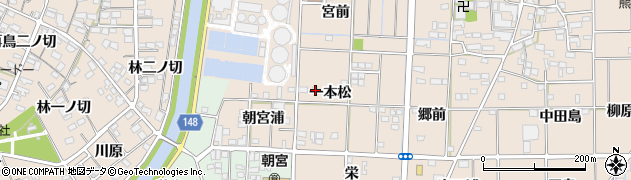 愛知県一宮市萩原町花井方一本松11周辺の地図
