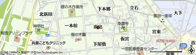 愛知県一宮市冨田南出周辺の地図