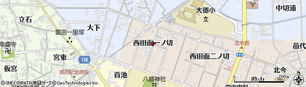 愛知県一宮市北今（西田面一ノ切）周辺の地図