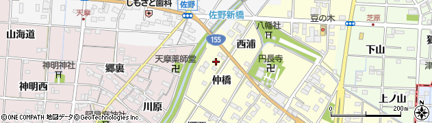 愛知県一宮市千秋町町屋（仲橋）周辺の地図