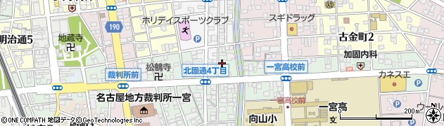 愛知県一宮市北園通4丁目周辺の地図