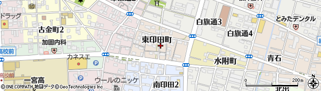 愛知県一宮市東印田町周辺の地図