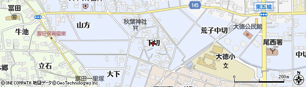 愛知県一宮市西五城（下切）周辺の地図