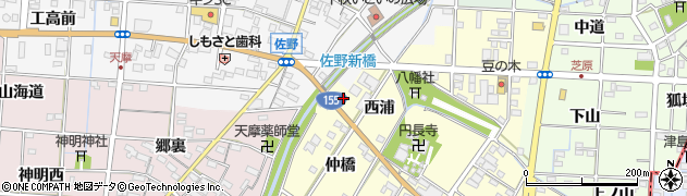 愛知県一宮市千秋町町屋（西浦）周辺の地図