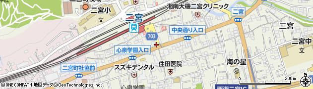 二宮駅入口周辺の地図