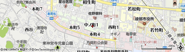 京都府綾部市中ノ町周辺の地図