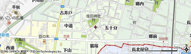 愛知県一宮市千秋町芝原周辺の地図