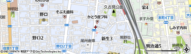 愛知県一宮市新生周辺の地図