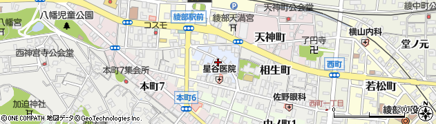 京都府綾部市西新町（西馬場）周辺の地図