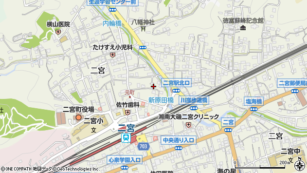 〒259-0123 神奈川県中郡二宮町二宮の地図