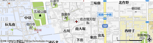 愛知県一宮市東五城（西大堀）周辺の地図