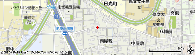 愛知県一宮市大和町毛受周辺の地図