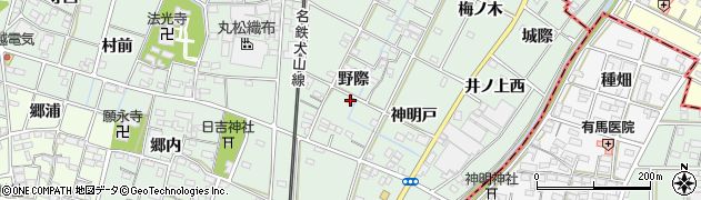 愛知県一宮市千秋町加納馬場（野際）周辺の地図