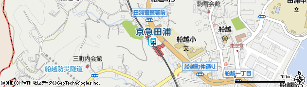 京急田浦駅周辺の地図