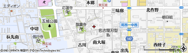 愛知県一宮市東五城西大堀7周辺の地図
