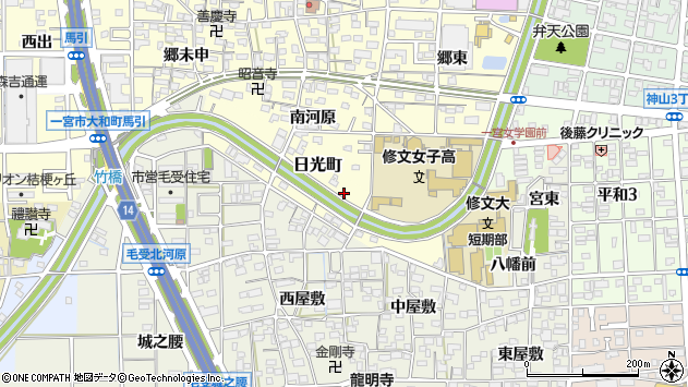 〒491-0938 愛知県一宮市日光町の地図