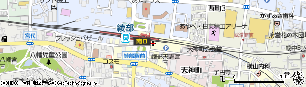 京都府綾部市駅前通（西馬場下）周辺の地図