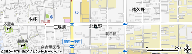 愛知県一宮市東五城北作野周辺の地図