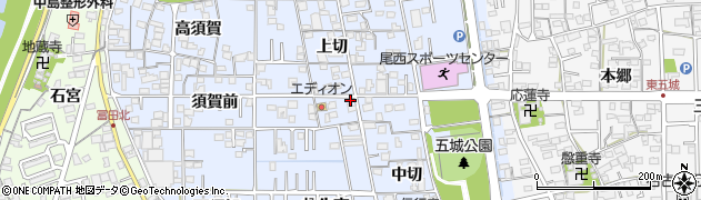 愛知県一宮市西五城上切61周辺の地図