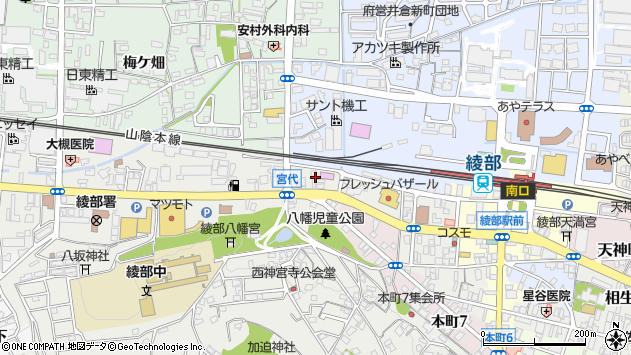 〒623-0053 京都府綾部市宮代町の地図