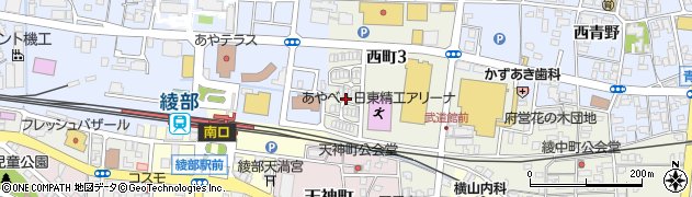 京都府綾部市西町３丁目南大坪周辺の地図