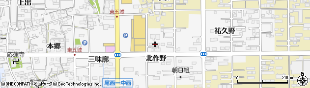 愛知県一宮市東五城北作野38周辺の地図