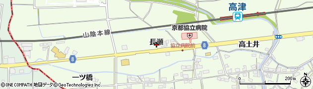 京都府綾部市高津町（長瀬）周辺の地図