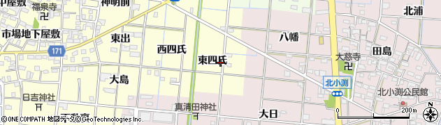 愛知県一宮市大赤見東四氏周辺の地図