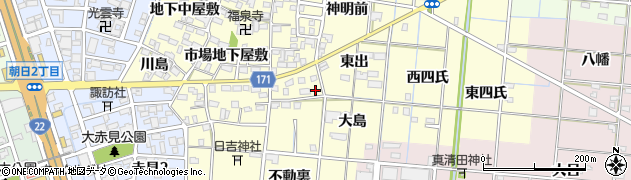 愛知県一宮市大赤見市場東屋敷14-2周辺の地図
