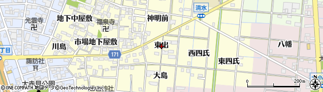愛知県一宮市大赤見（東出）周辺の地図
