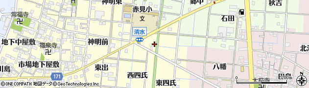 愛知県一宮市大赤見清水周辺の地図