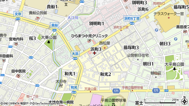 〒491-0034 愛知県一宮市浜町の地図
