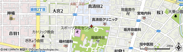 愛知県一宮市真清田周辺の地図