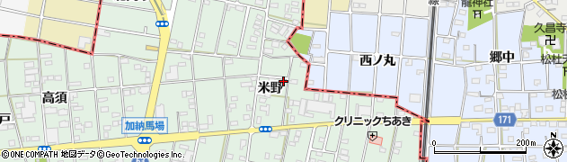 愛知県一宮市千秋町加納馬場（米野）周辺の地図