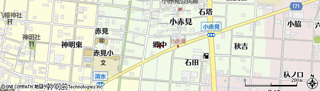 愛知県一宮市小赤見郷中周辺の地図