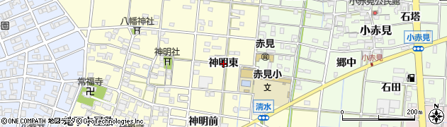 愛知県一宮市大赤見（神明東）周辺の地図