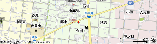 愛知県一宮市小赤見石田27周辺の地図