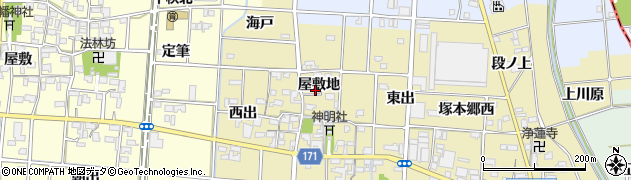 愛知県一宮市千秋町一色屋敷地周辺の地図