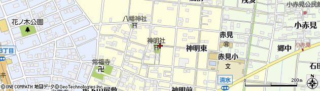 愛知県一宮市大赤見御神明周辺の地図