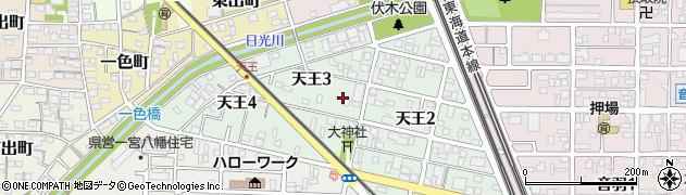 愛知県一宮市天王周辺の地図