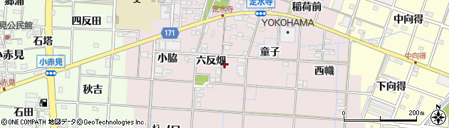 愛知県一宮市定水寺（六反畑）周辺の地図