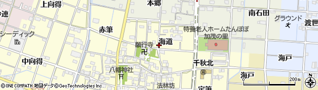 愛知県一宮市千秋町浮野海道周辺の地図