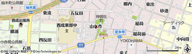 愛知県一宮市定水寺（山ケ作）周辺の地図