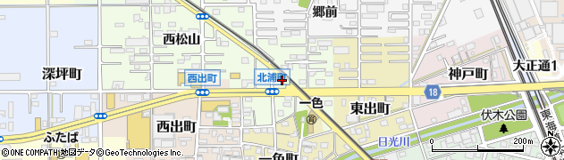 愛知県一宮市北浦町周辺の地図