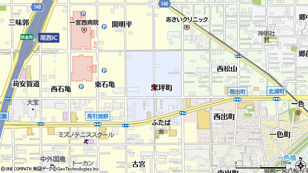 〒491-0908 愛知県一宮市深坪町の地図