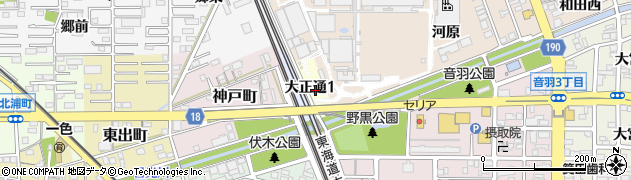 愛知県一宮市大正通周辺の地図