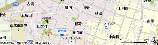 愛知県一宮市定水寺稲荷周辺の地図