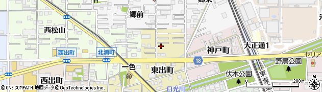 愛知県一宮市東出町周辺の地図