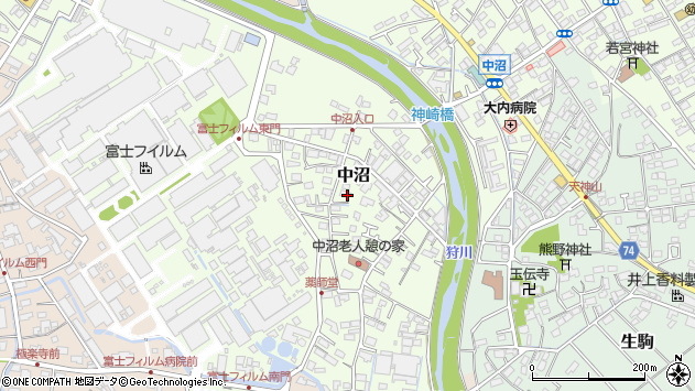 〒250-0123 神奈川県南足柄市中沼の地図