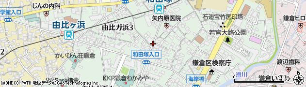 神奈川県鎌倉市由比ガ浜周辺の地図